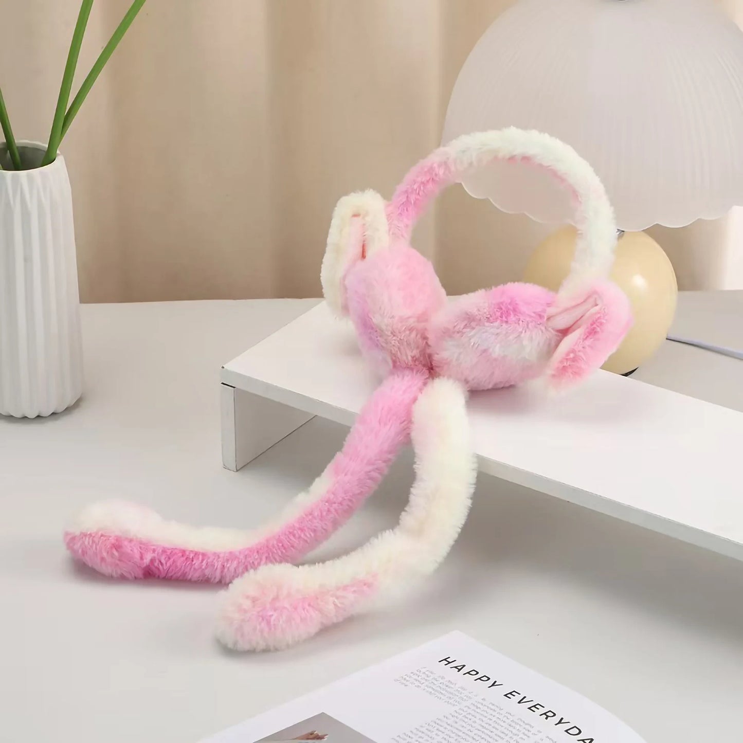 Bunny Earmuffs with Moving Ears – Cute Warm Winter Plush Ear Warmers for Kids, Girls & Teens