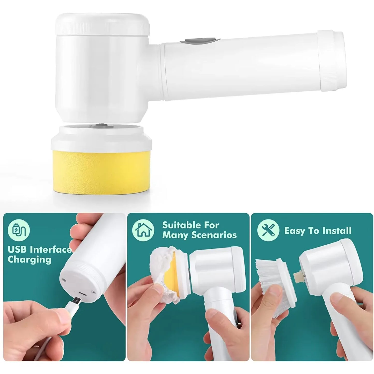 5-in-1 Electric Cleaning Brush – Cordless Power Scrubber for Bathroom & Kitchen