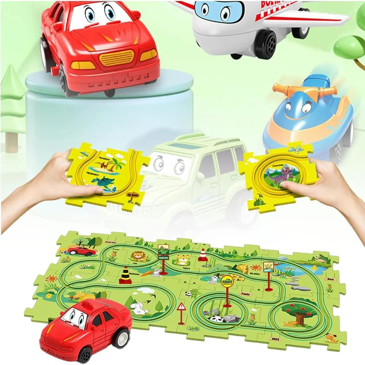 Rail Car Puzzle Car Track Puzzle Car Track Toys for Kids