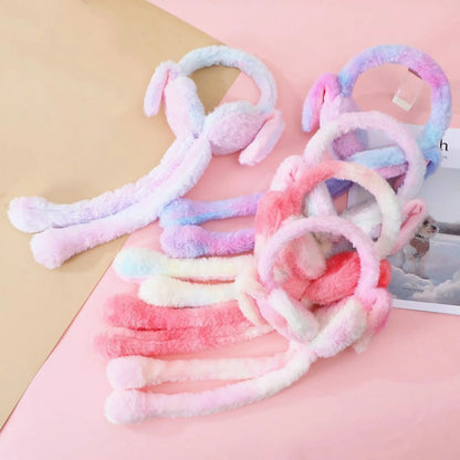 Bunny Earmuffs with Moving Ears – Cute Warm Winter Plush Ear Warmers for Kids, Girls & Teens