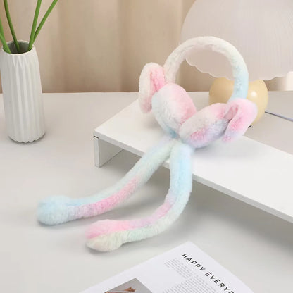 Bunny Earmuffs with Moving Ears – Cute Warm Winter Plush Ear Warmers for Kids, Girls & Teens