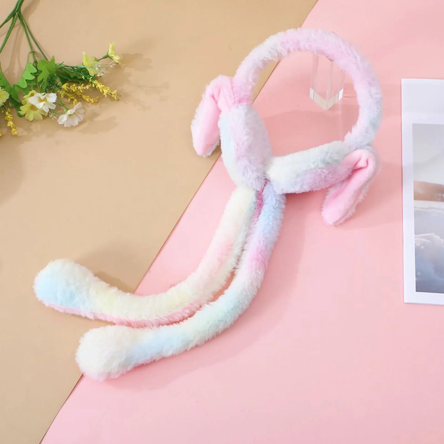 Bunny Earmuffs with Moving Ears – Cute Warm Winter Plush Ear Warmers for Kids, Girls & Teens