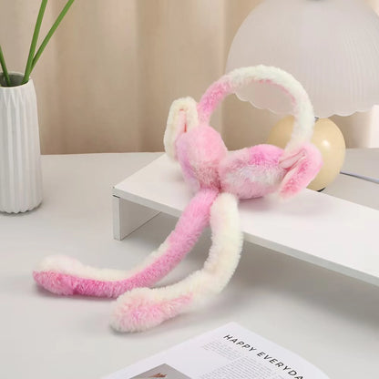 Bunny Earmuffs with Moving Ears – Cute Warm Winter Plush Ear Warmers for Kids, Girls & Teens