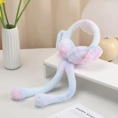 Bunny Earmuffs with Moving Ears – Cute Warm Winter Plush Ear Warmers for Kids, Girls & Teens