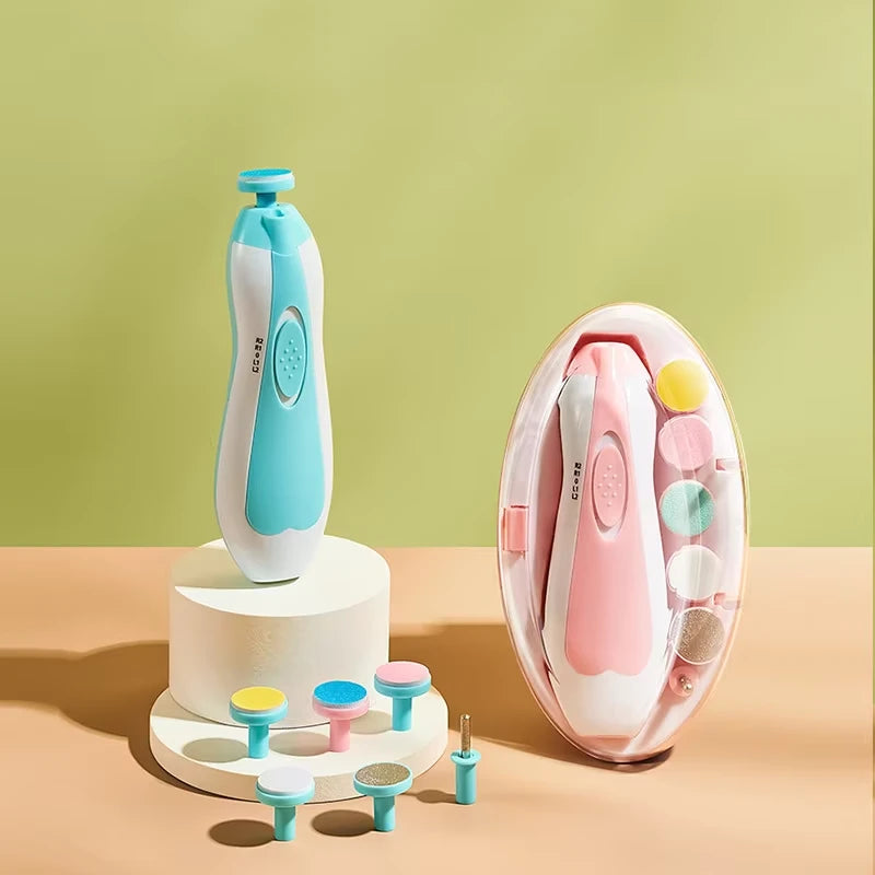 Baby Nail Trimmer Filer For New Born Electric With 6 Grinding Heads Safe For Kids Manicure Kit Nail Clippers Painless Safe Effective (Multicolor)