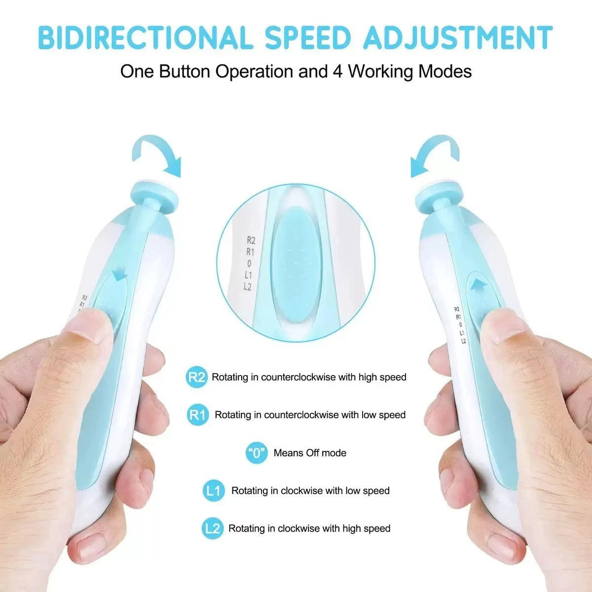 Baby Nail Trimmer Filer For New Born Electric With 6 Grinding Heads Safe For Kids Manicure Kit Nail Clippers Painless Safe Effective (Multicolor)