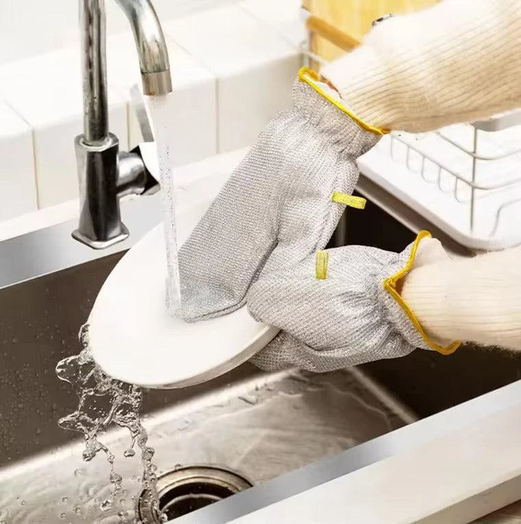 2-Piece Wire Dishwashing Gloves for Kitchen Cleaning – Non-Scratch, Waterproof & Machine Washable