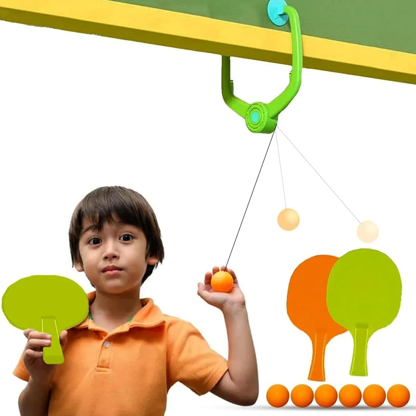Hanging Table Tennis Trainer Ping Pong Ball Self Training and Workout Indoor Gaming Set for Adults and 5 6 7 8 Years Kids - Multicolor